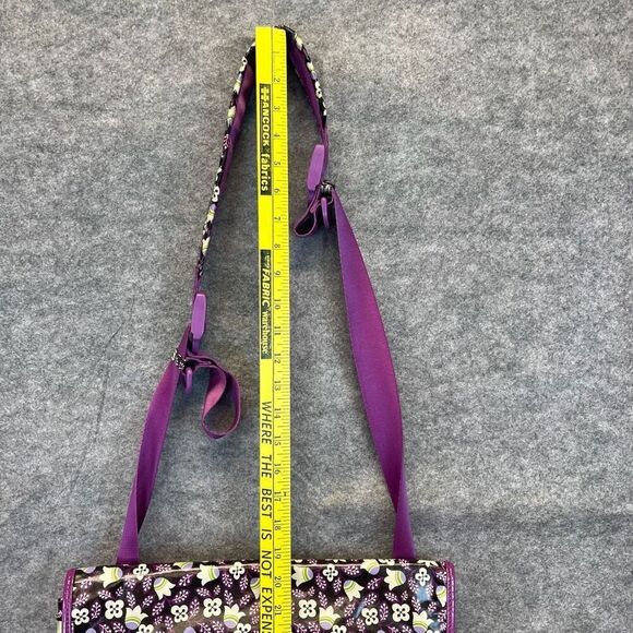 VERA BRADLEY Shoulder Purple Plum Petals Floral Frill Vinyl Messenger Bag NWOT - Picture 4 of 15